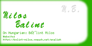 milos balint business card